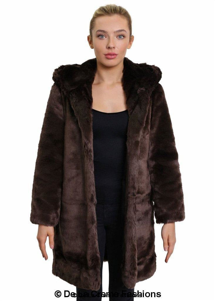 De La Creme - Women'S Luxury Faux Fur Jacket Ladies Hooded Winter Coat-Rose Eleusis-Urbanheer