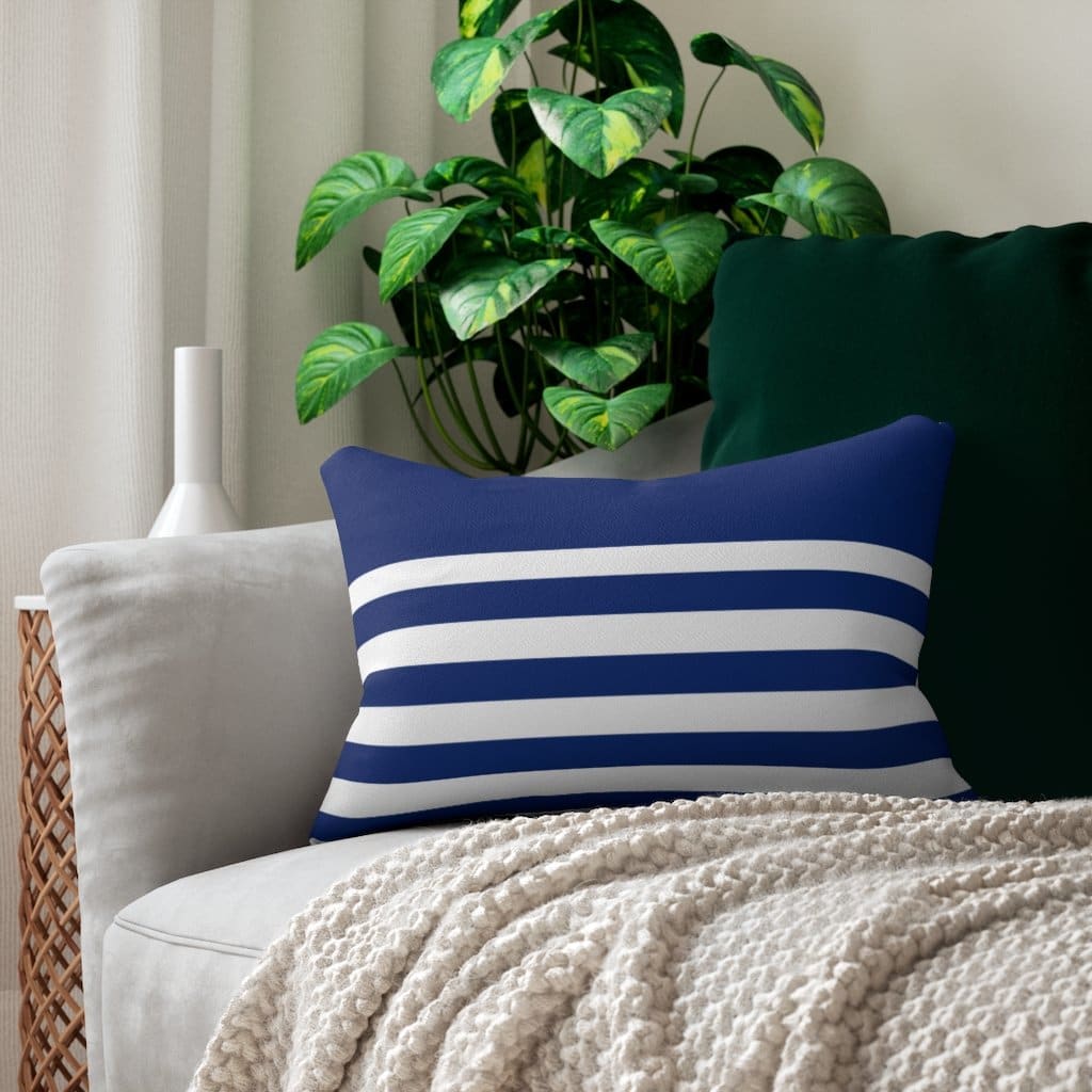 Blue white striped online pillows