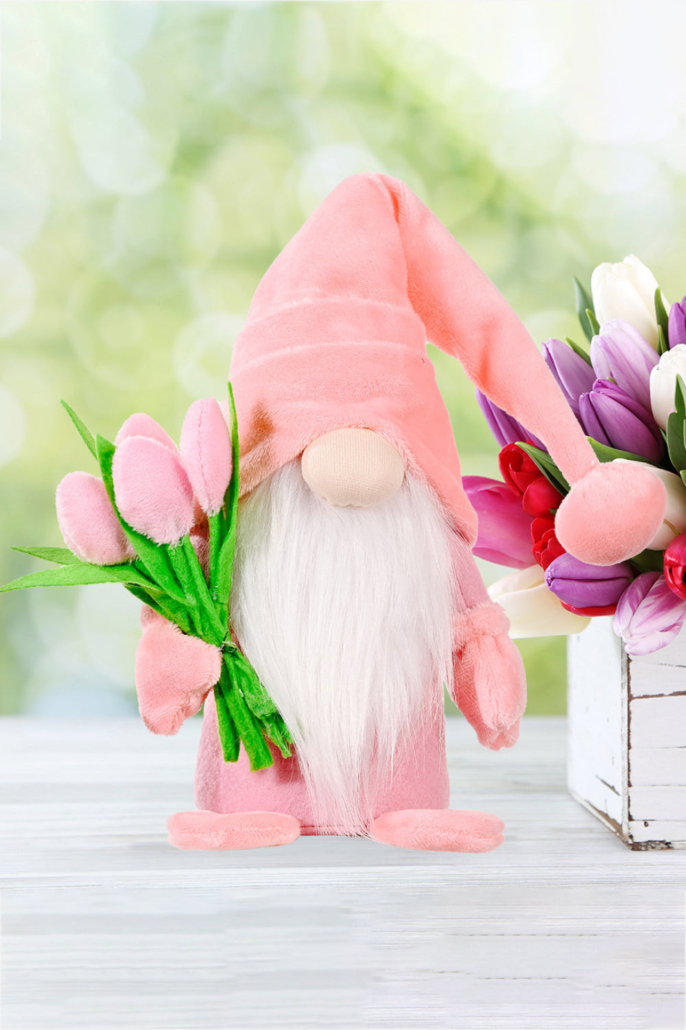 Standing Cute Plush Gnome With Tulip-UHX-Pink Hat-One Size-Urbanheer