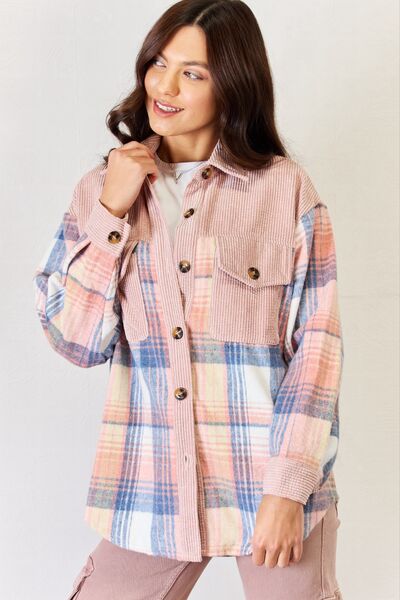 J.Nna Plaid Colorblock Button Down Jacket-UHX-Urbanheer