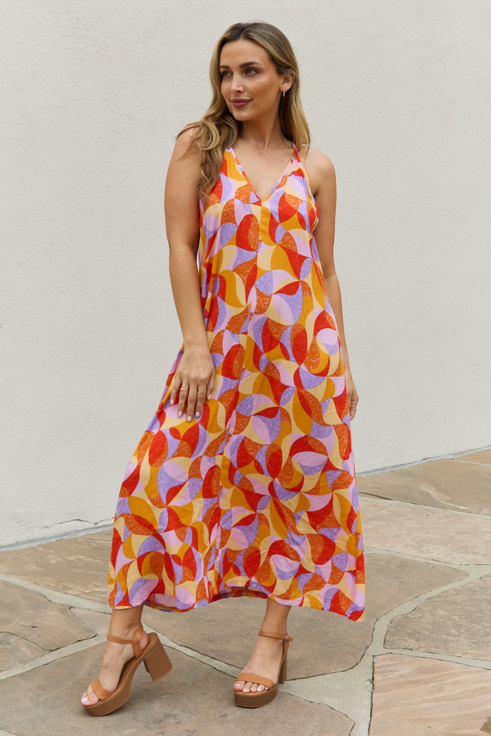 And The Why Full Size Printed Sleeveless Maxi Dress-UHX-Orange Multi-S-Urbanheer