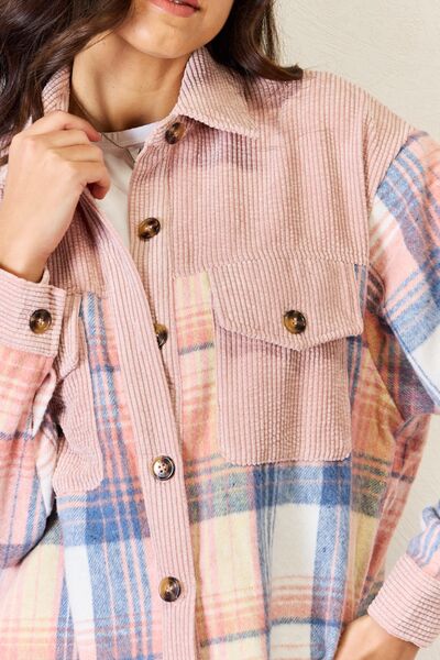 J.Nna Plaid Colorblock Button Down Jacket-UHX-Urbanheer