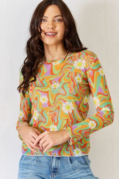 J.Nna Groovy Swirl Long Sleeve Mesh Top-UHX-Sorbet Swirl-S-Urbanheer