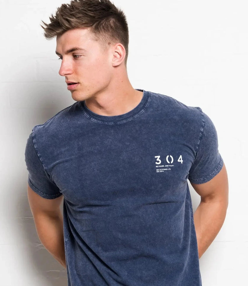 Stone Wash T-Shirt Blue-304 Clothing-Urbanheer