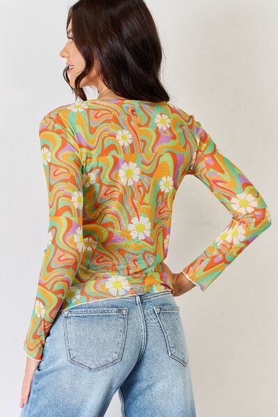 J.Nna Groovy Swirl Long Sleeve Mesh Top-UHX-Urbanheer