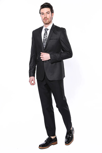 Plain Black Slim Fit Suit-Clothing-Wessi-Urbanheer