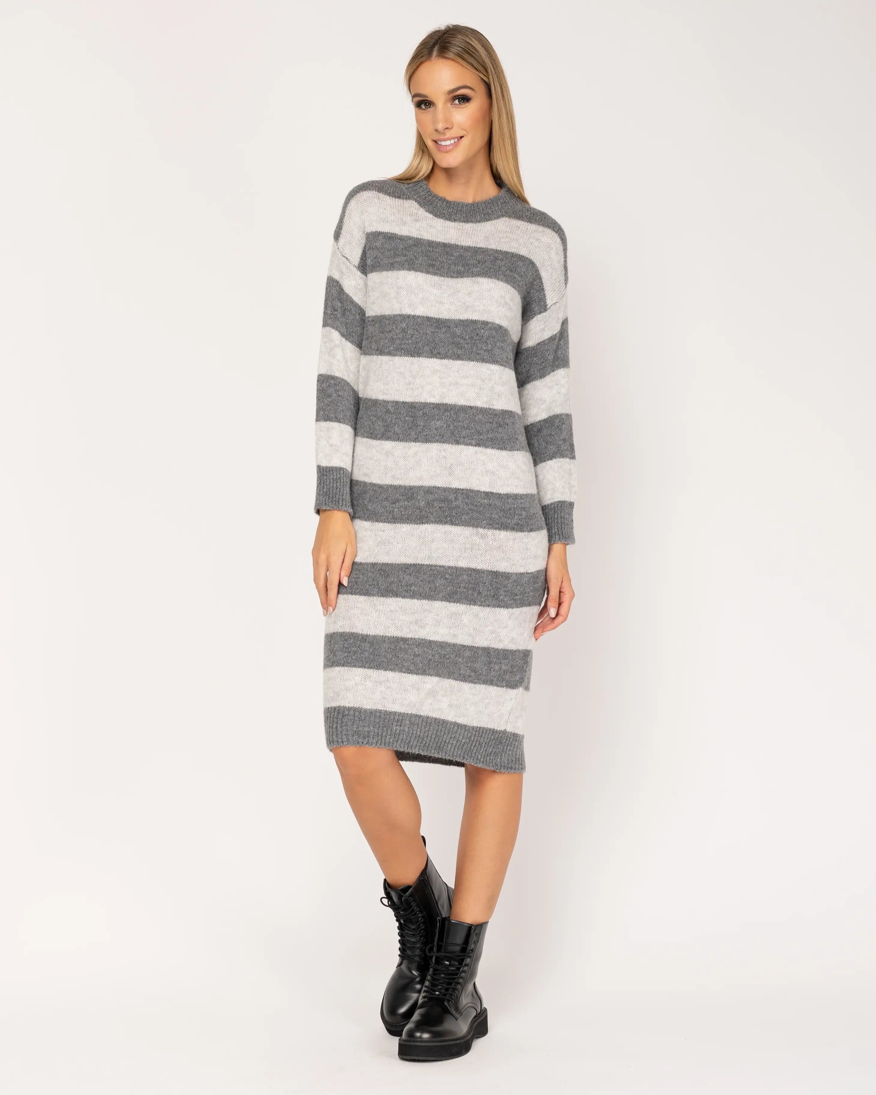 Knit Dress With Stripes.-tantra-Urbanheer