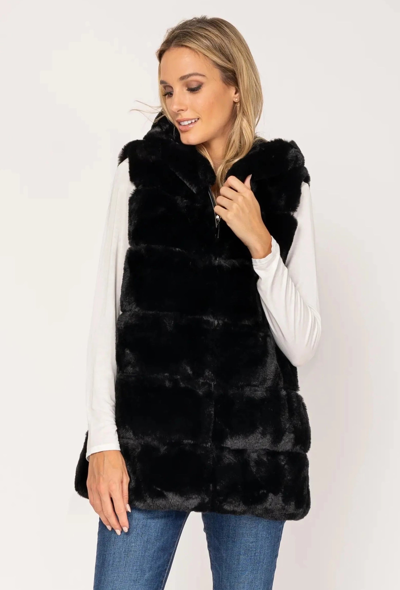 New Fur Vest Coat - Black-Tantra-Urbanheer