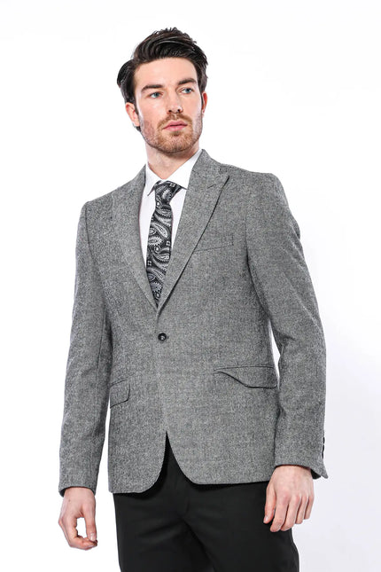 Peak Lapel Grey Blazer-Clothing-Wessi-Urbanheer