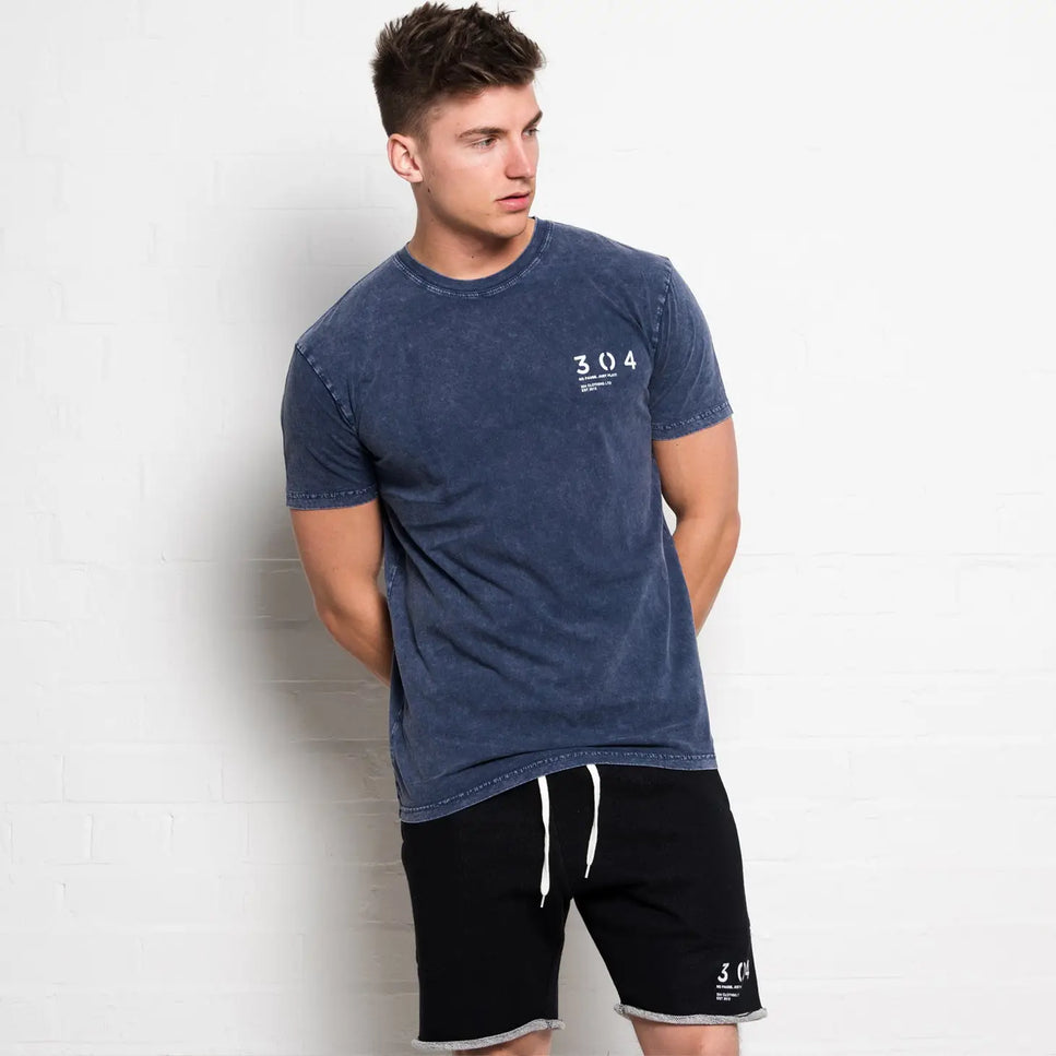 Stone Wash T-Shirt Blue-304 Clothing-Urbanheer