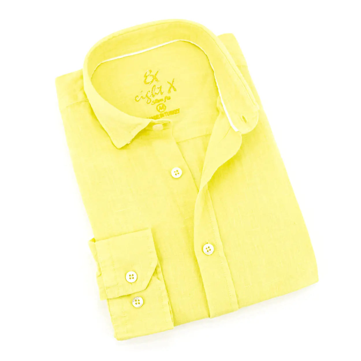 Linen Button Down Shirt - Yellow-Clothing - Men-Eight X-Urbanheer