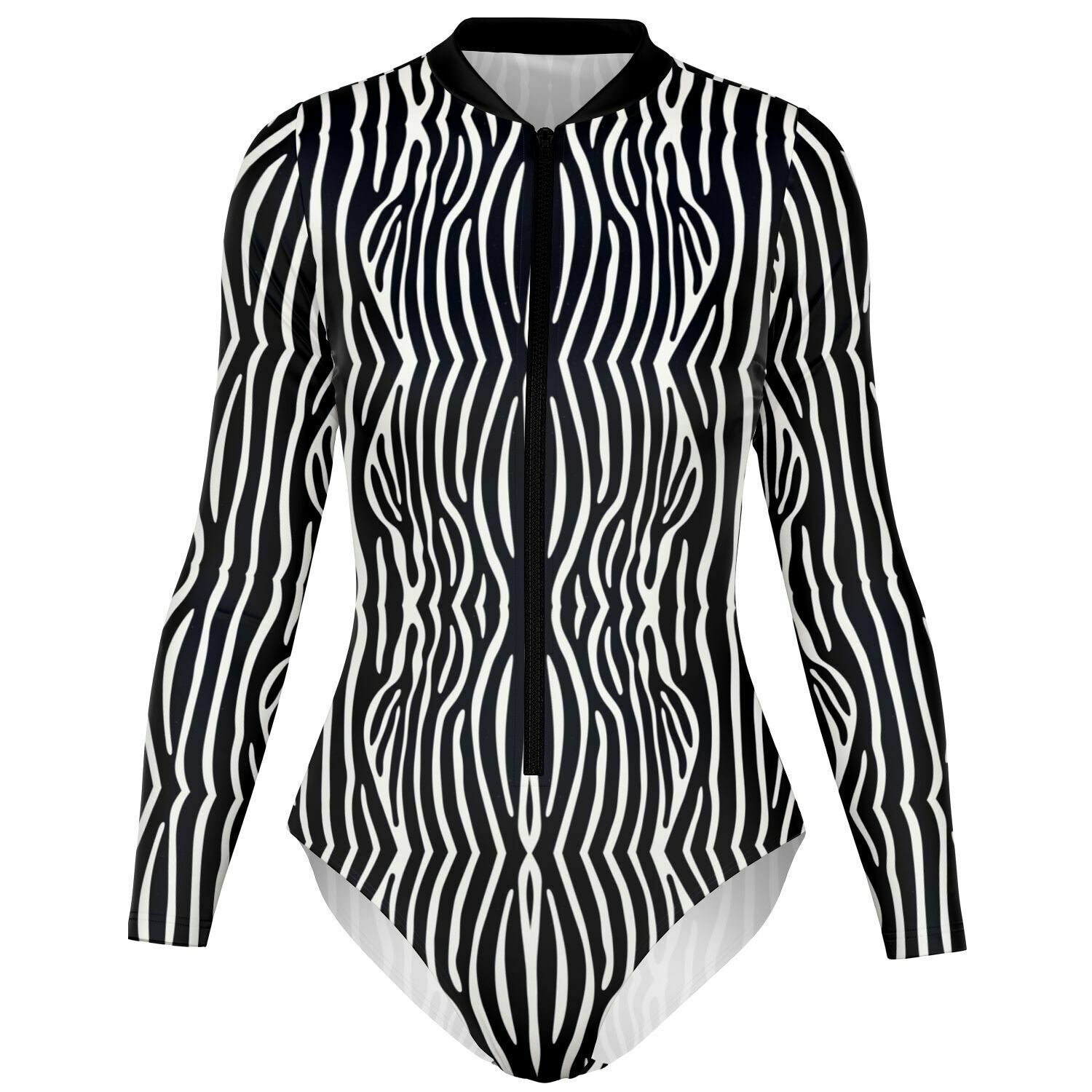 Graphic Zebra Long Sleeve Bodysuit-Subliminator-Urbanheer