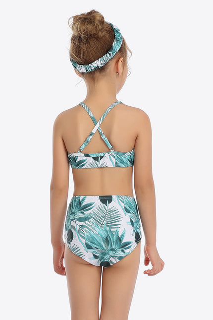 Botanical Print Ruffled Two-Piece Swim Set-UHX-Urbanheer