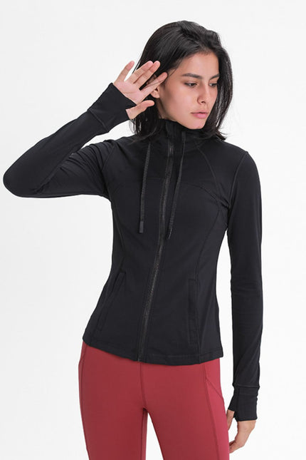 Zip Up Drawstring Detail Hooded Sports Jacket-UHX-Urbanheer