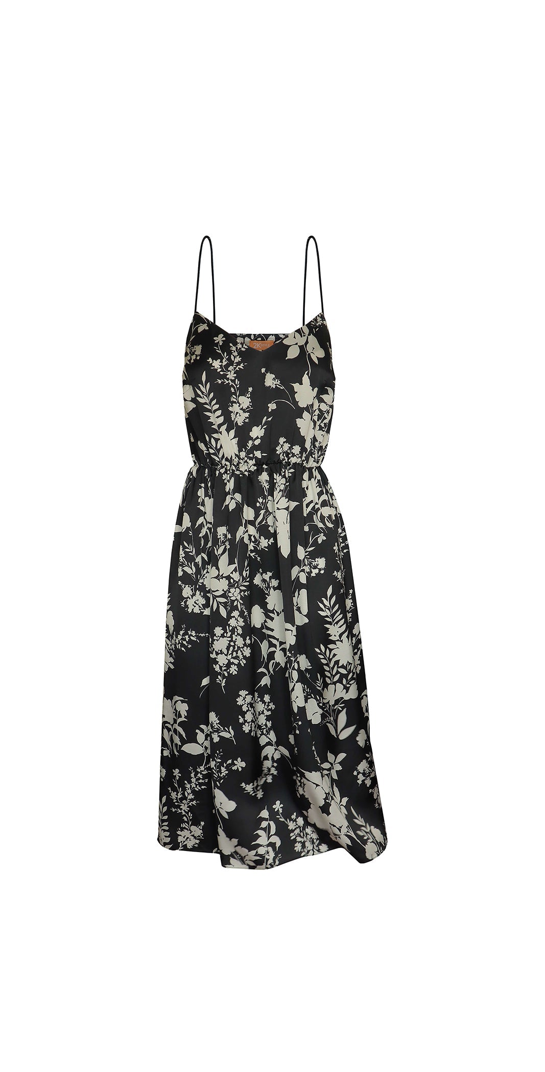 Floral Print Satin Effect Midi Dress-2KStyle-Urbanheer