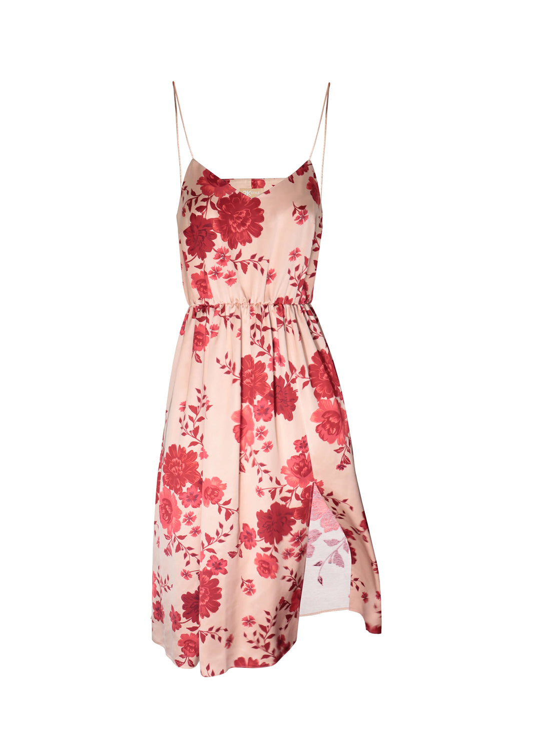 Alessia Floral Print Satin Effect Midi Dress-2KStyle-Urbanheer