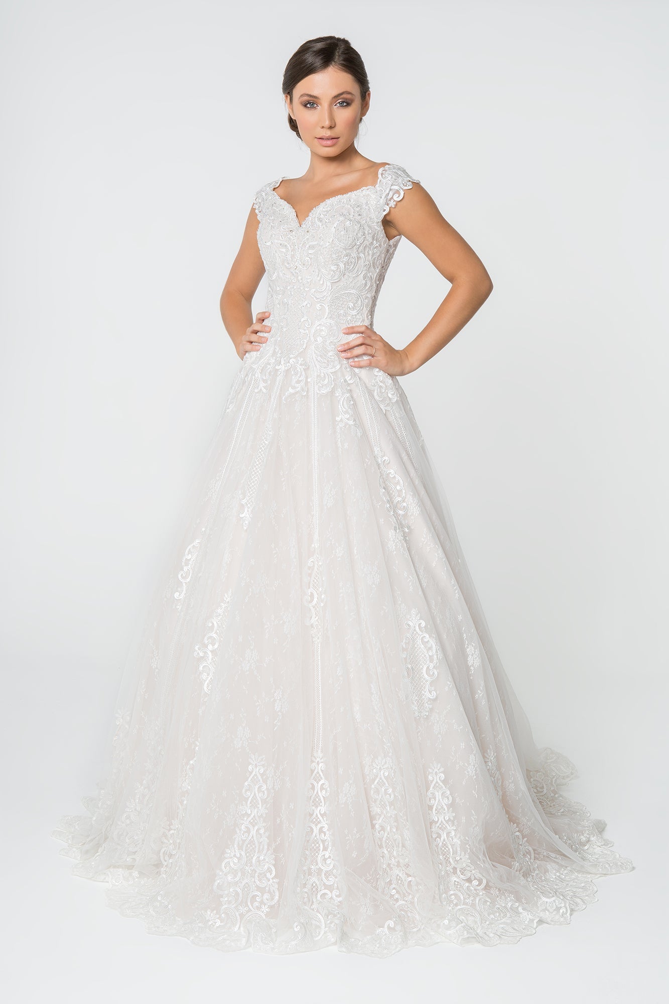 Lace Embellished Bodice A-Line Wedding Gown
 GLGL2823-Clothing - Women-GLSC-Urbanheer