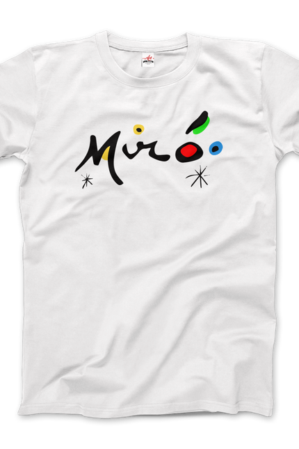 Joan Miro Colorful Signature Artwork T-Shirt-Art-O-Rama Shop-Men (Unisex)-White-M-Urbanheer