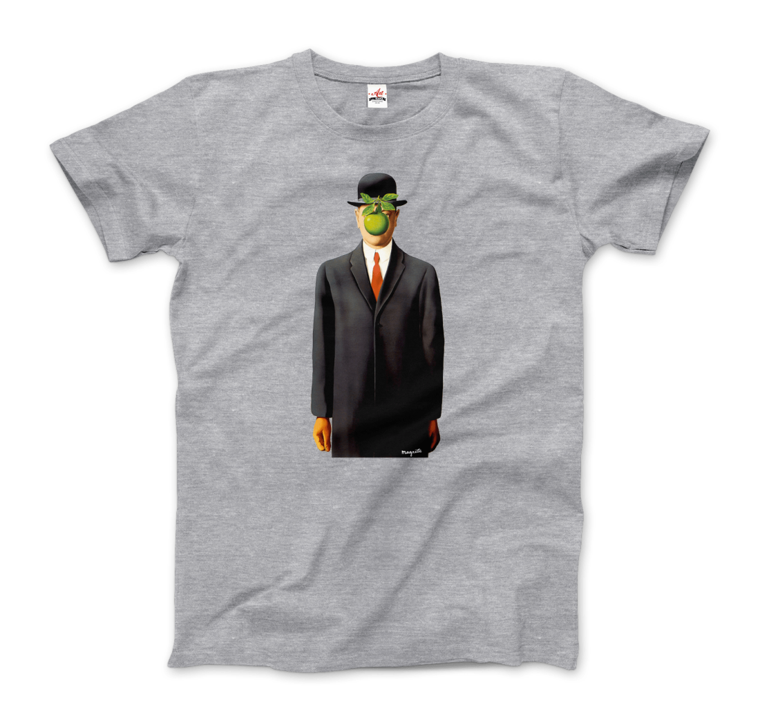 Rene Magritte The Son Of Man, 1964 Artwork T-Shirt-Art-O-Rama Shop-Men (Unisex)-Light Blue-S-Urbanheer