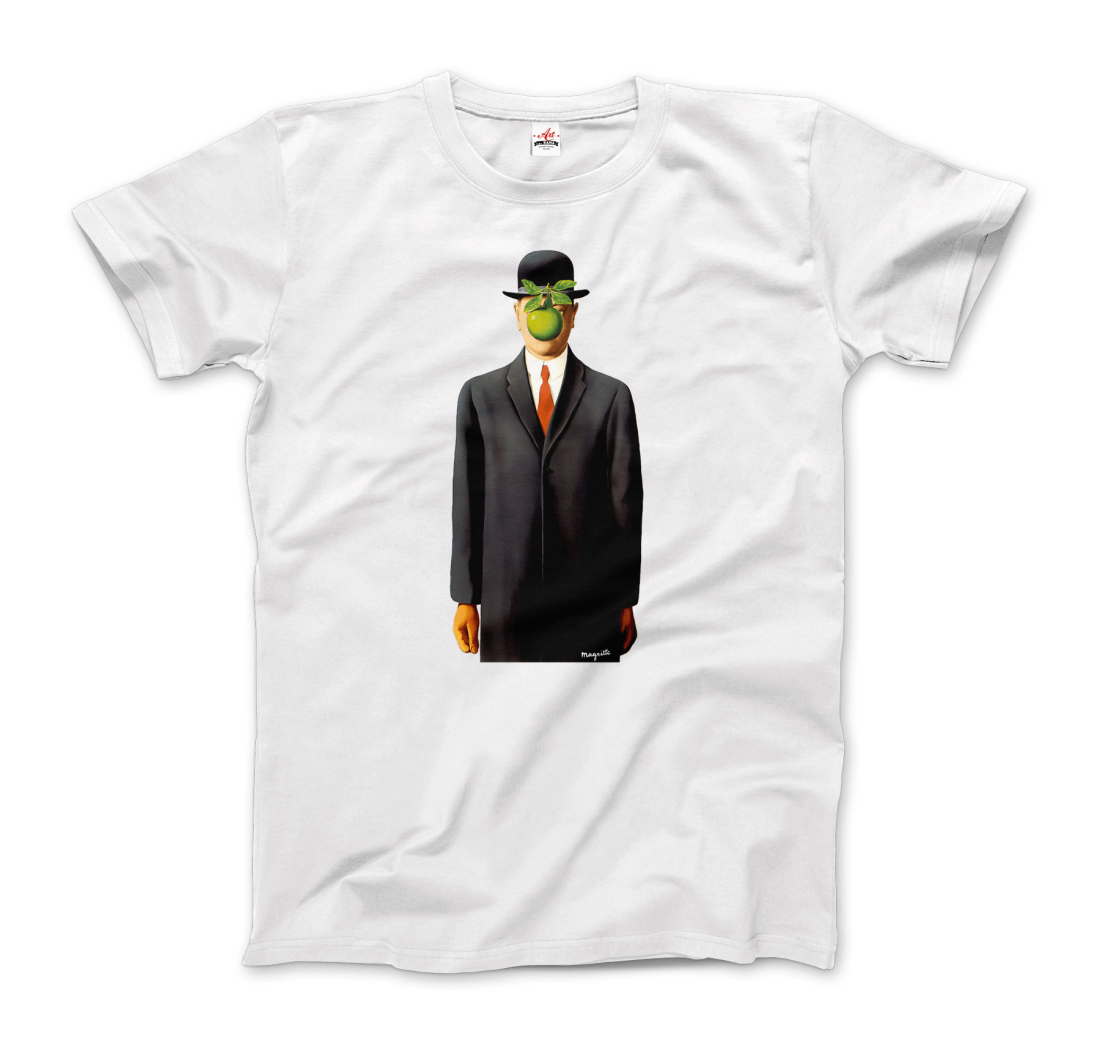 Rene Magritte The Son Of Man, 1964 Artwork T-Shirt-Art-O-Rama Shop-Men (Unisex)-White-S-Urbanheer