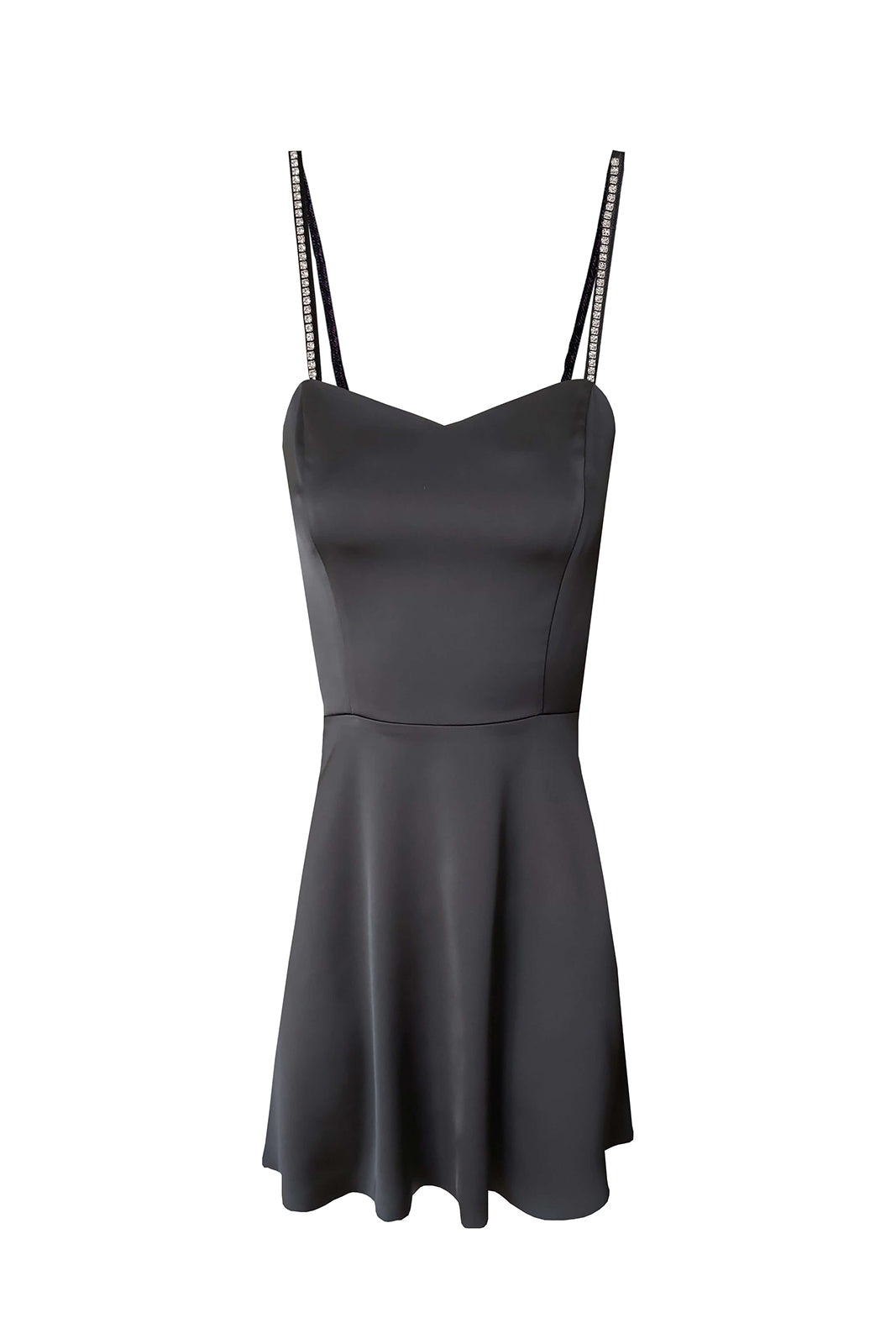 Black crystal-embellished satin mini dress-2KStyle-m-Urbanheer